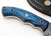 Raindrop Damascus Tracker Knife Knives Blue Wood Handle Blank +Sheath