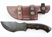 Damascus Tracker Knife Knives Brown & Black Micarta Handle Latter Pattern Blank +Sheath