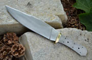 CUSTOM BLANK Large Coffin Bowie Knife Making Blade w/Brass Guard Bolster Big #12