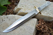 Custom Blank Blade Knife Large Coffin Bowie Short Sword w/Brass Guard Bolster