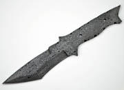 (Knife Kit) Build Your Own Damascus Tanto Knife with Tan & Black G-10 Handles and Mosaic Pin Combo Blank 