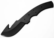 1095 High Carbon Steel Guthook Knife Blank Blade Skinning Skinner 1095HC Black Powder Coated