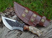 Small D2 Tracker Knife Large Knives Survival Skinning Hammered Sheath Steel