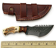 Small Hammered Damascus Tracker Knife Stag Handle Skinning Knives Blades Blade Knife