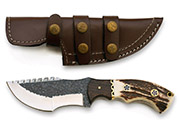 Stag D2 Tracker Knife with Stag Antler Handle, Leather Sheath