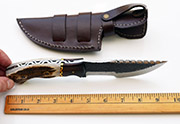 Stag D2 Tracker Knife with Stag Antler Handle, Leather Sheath