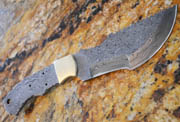 Tracker Damascus Knife Blank Blade with Brass Bolster Skinning Skinner